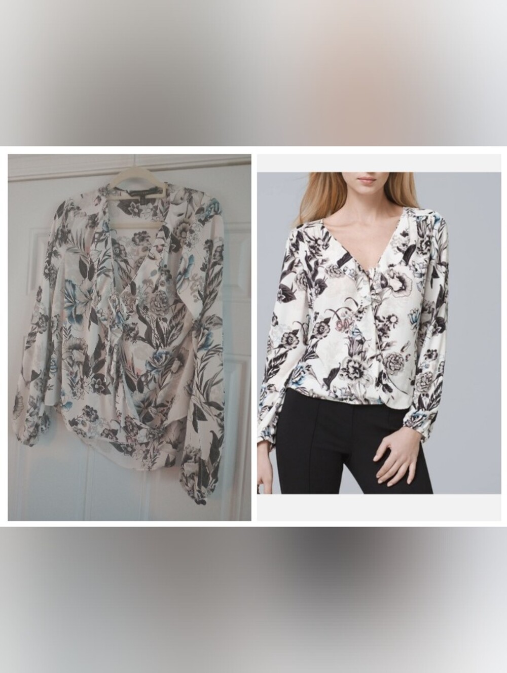 White House Black Market Floral Print Hi Low Blouse Sz 6